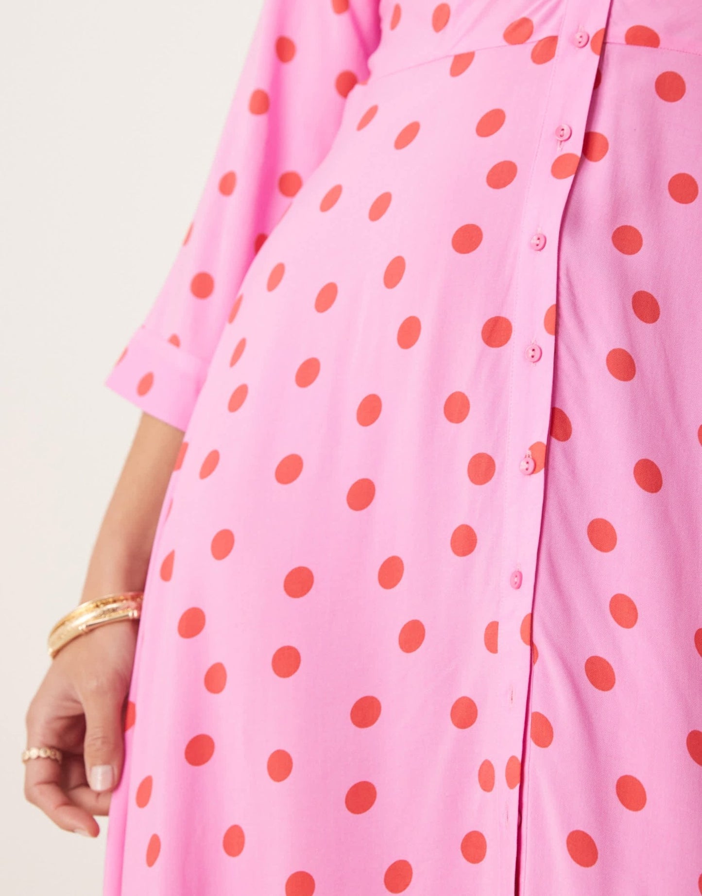 YAS maxi shirt dress in pink and red polka dot print - ASOS Sample Sale
