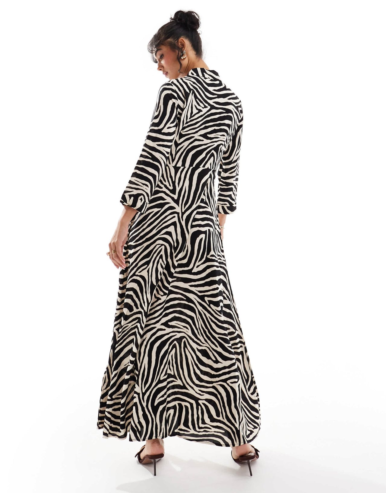 YAS maxi shirt dress in zebra print - MULTI - ASOS Sample Sale