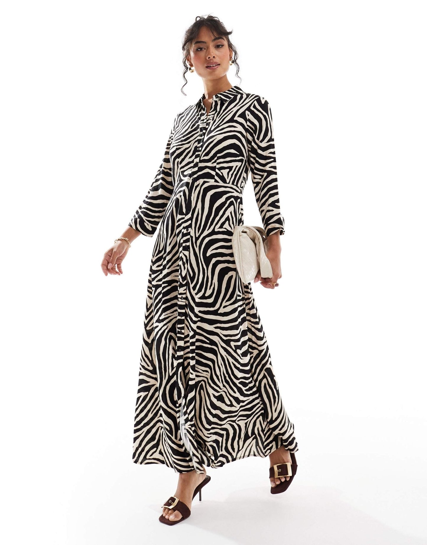 YAS maxi shirt dress in zebra print - MULTI - ASOS Sample Sale