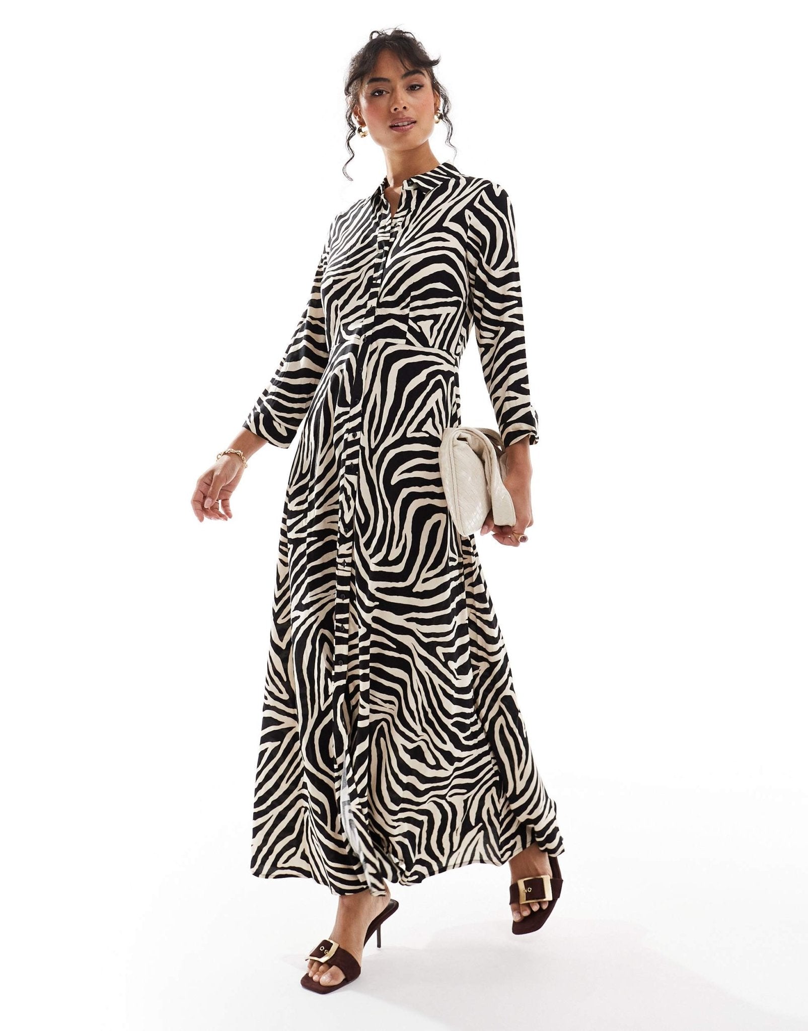 YAS maxi shirt dress in zebra print - MULTI - ASOS Sample Sale