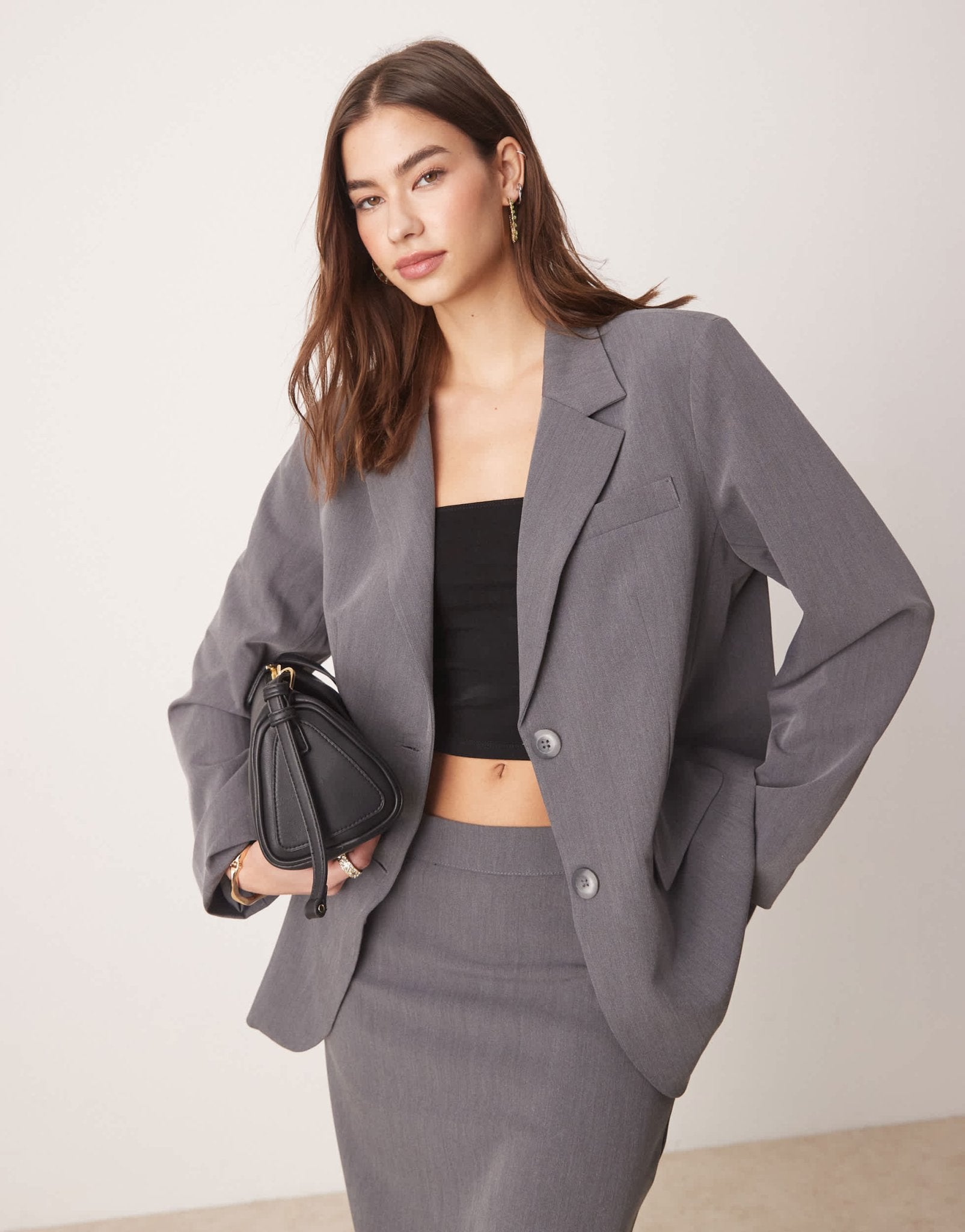 YAS oversized dad fit blazer co - ord in thunderstorm grey - ASOS Sample Sale