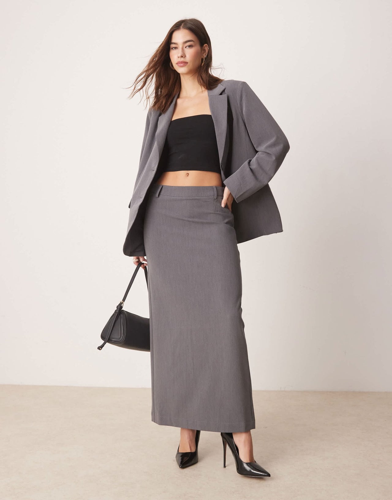 YAS oversized dad fit blazer co - ord in thunderstorm grey - ASOS Sample Sale