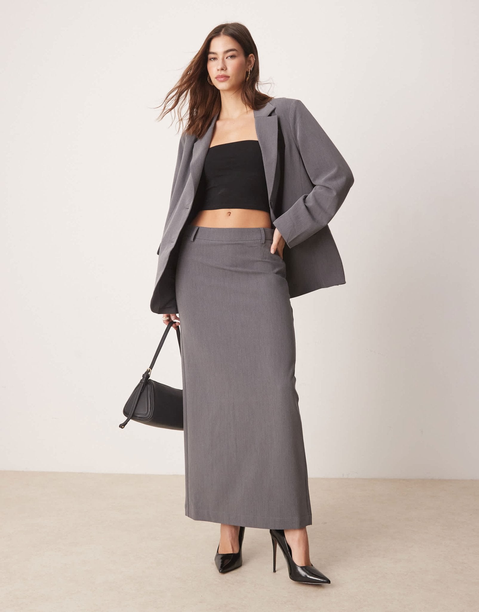 YAS oversized dad fit blazer co - ord in thunderstorm grey - ASOS Sample Sale