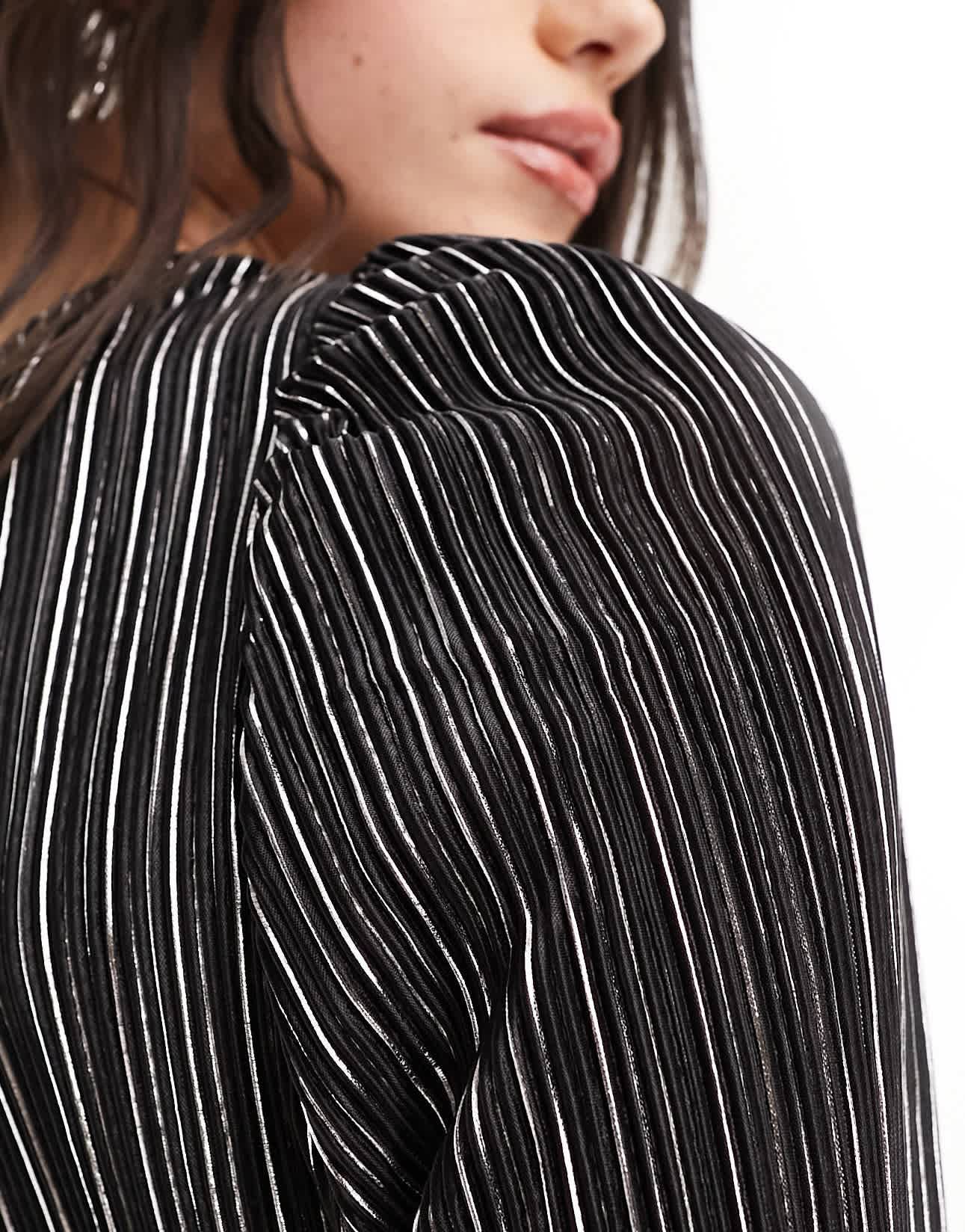 Y.A.S plisse one shoulder midi dress in black - ASOS Sample Sale