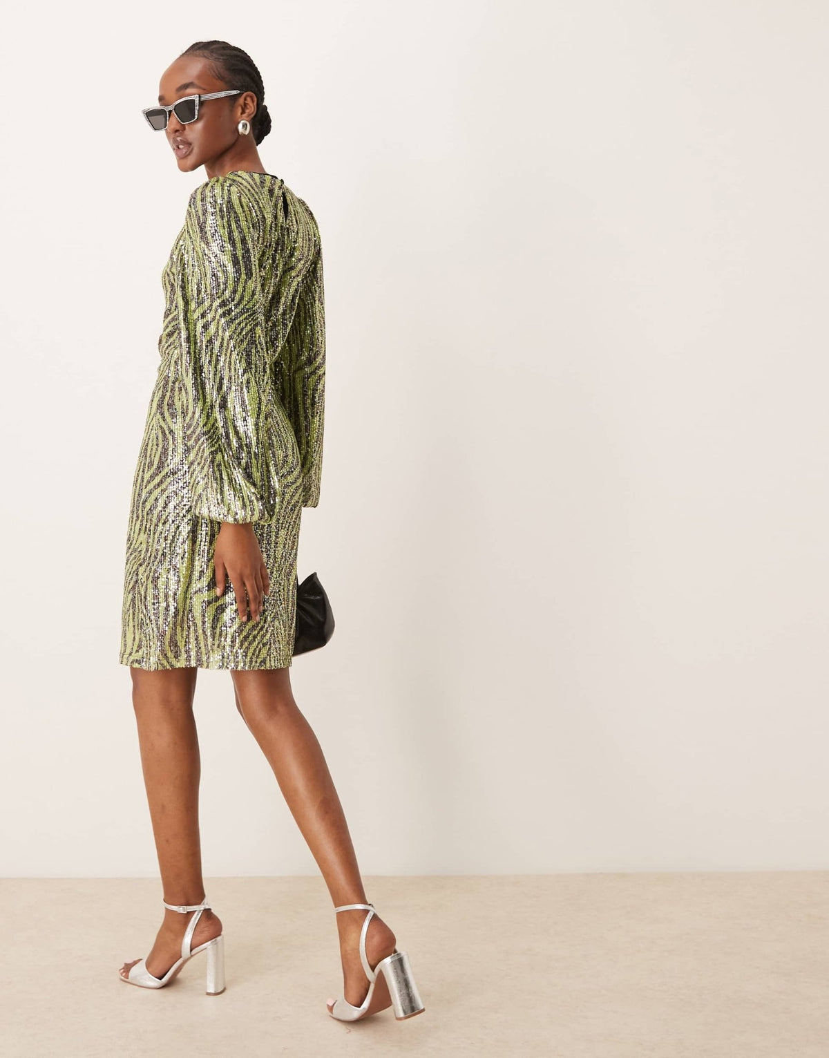 YAS sequin mini dress in green zebra - ASOS Sample Sale