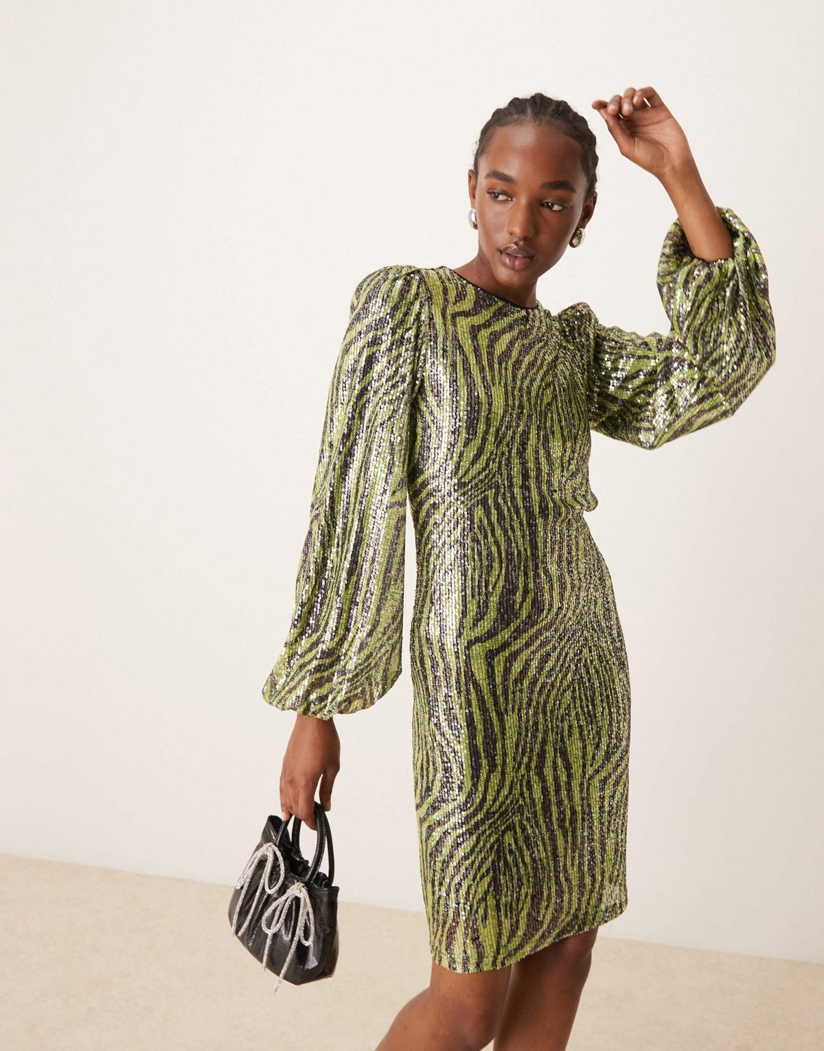 YAS sequin mini dress in green zebra - ASOS Sample Sale