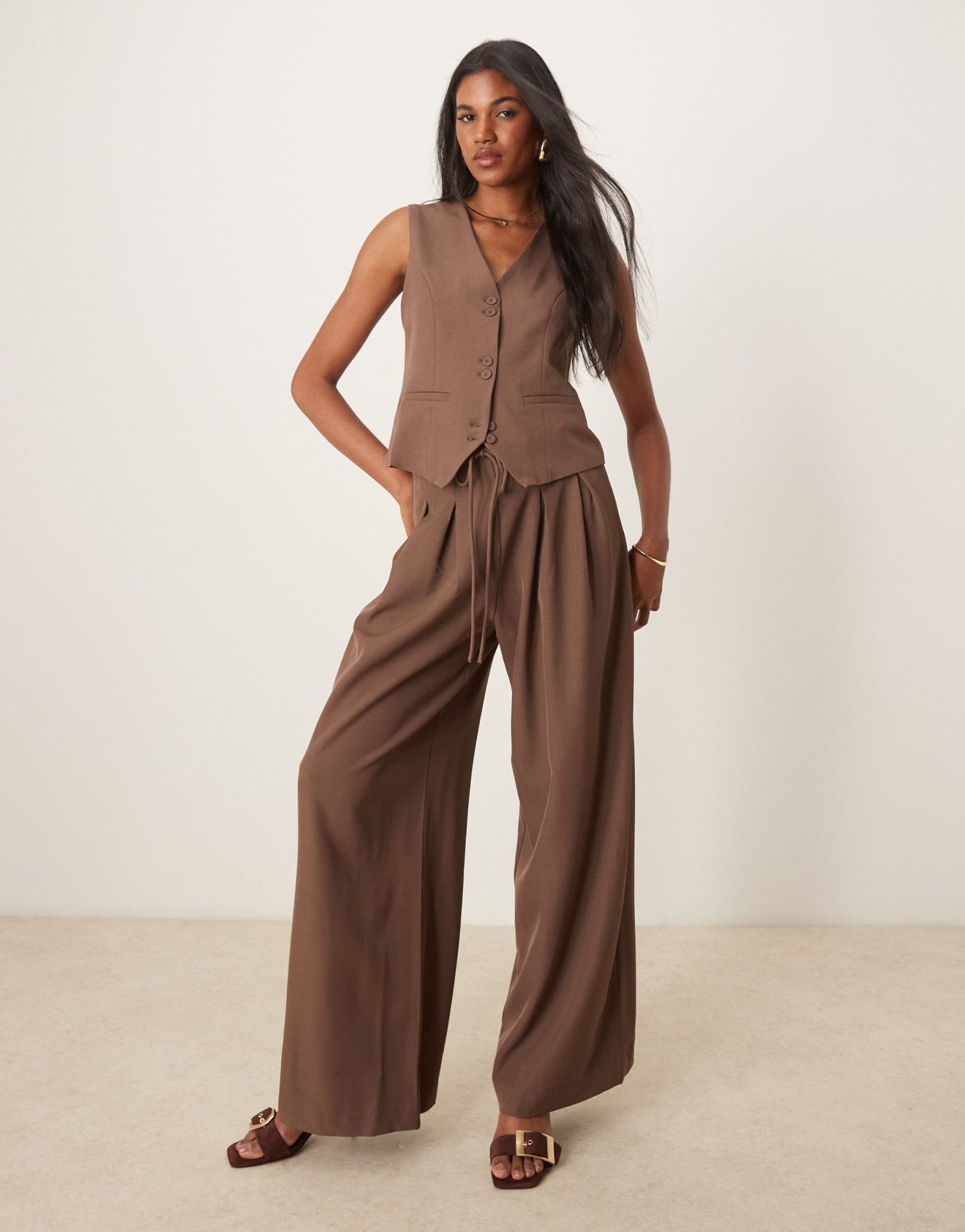 YAS tailored waistcoat co - ord in coffee - ASOS Sample Sale