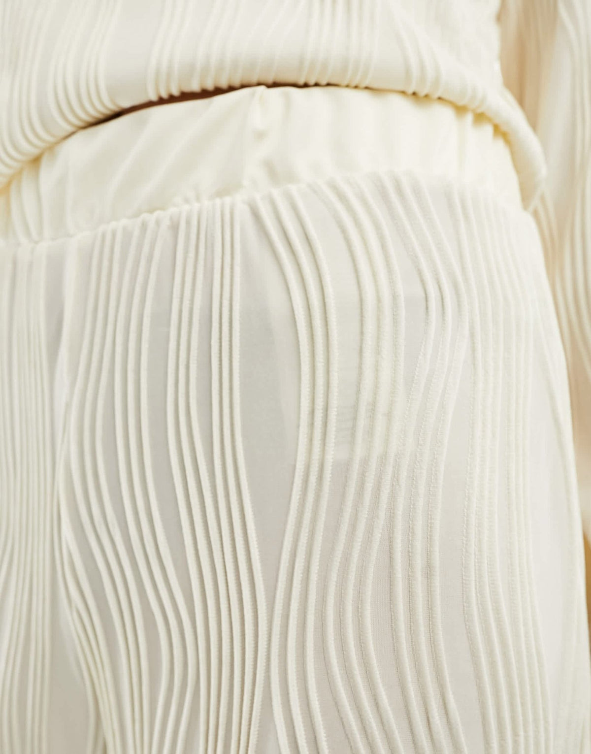 Y.A.S textured high waisted trousers co-ord in cream - ASOS Sample Sale