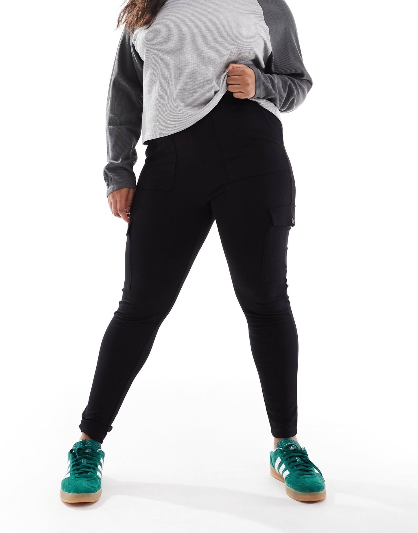 Yours cargo pocket ponte leggings in black - ASOS Sample Sale