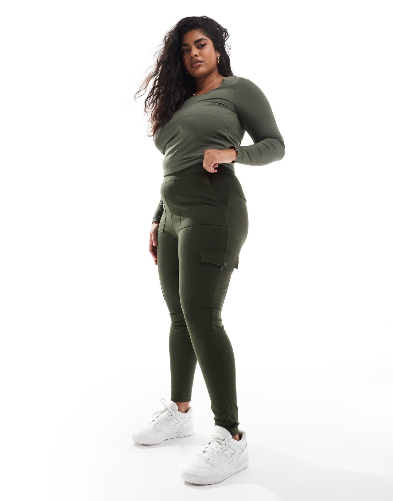 Yours cargo pocket ponte leggings in khaki - ASOS Sample Sale