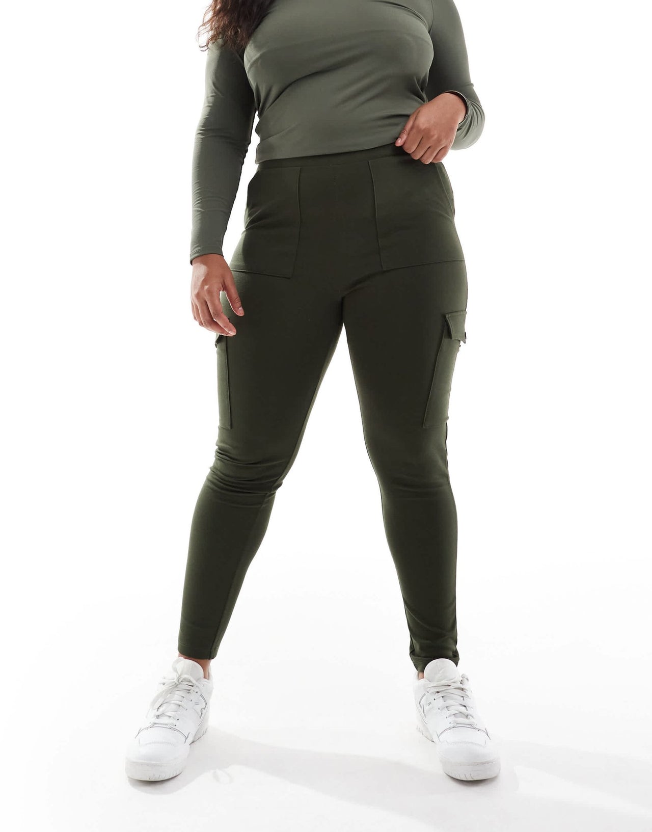 Yours cargo pocket ponte leggings in khaki - ASOS Sample Sale