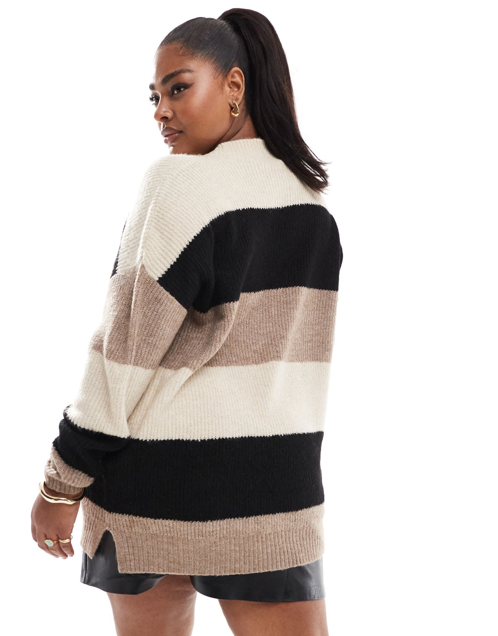 Yours colour block jumper in neutral and chocolate - ASOS Sample Sale