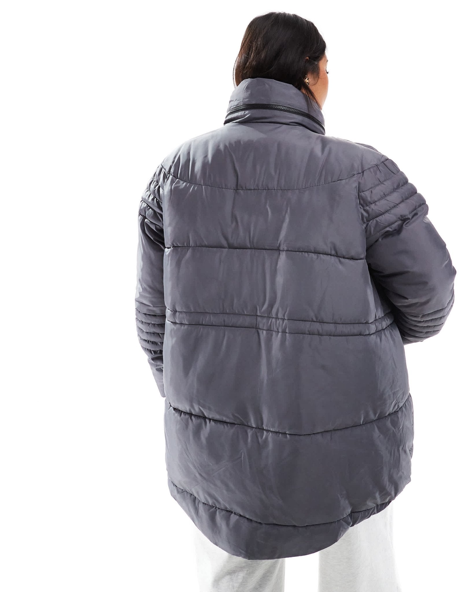 Yours padded jacket with dip hem in grey - ASOS Sample Sale