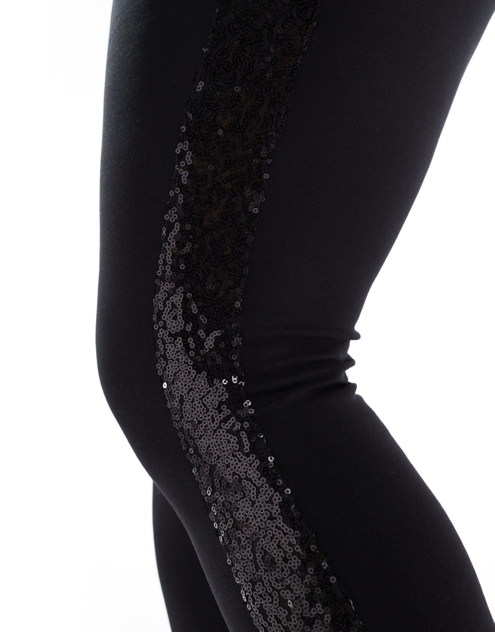 Yours ponte sequin side stripe leggings in black - ASOS Sample Sale