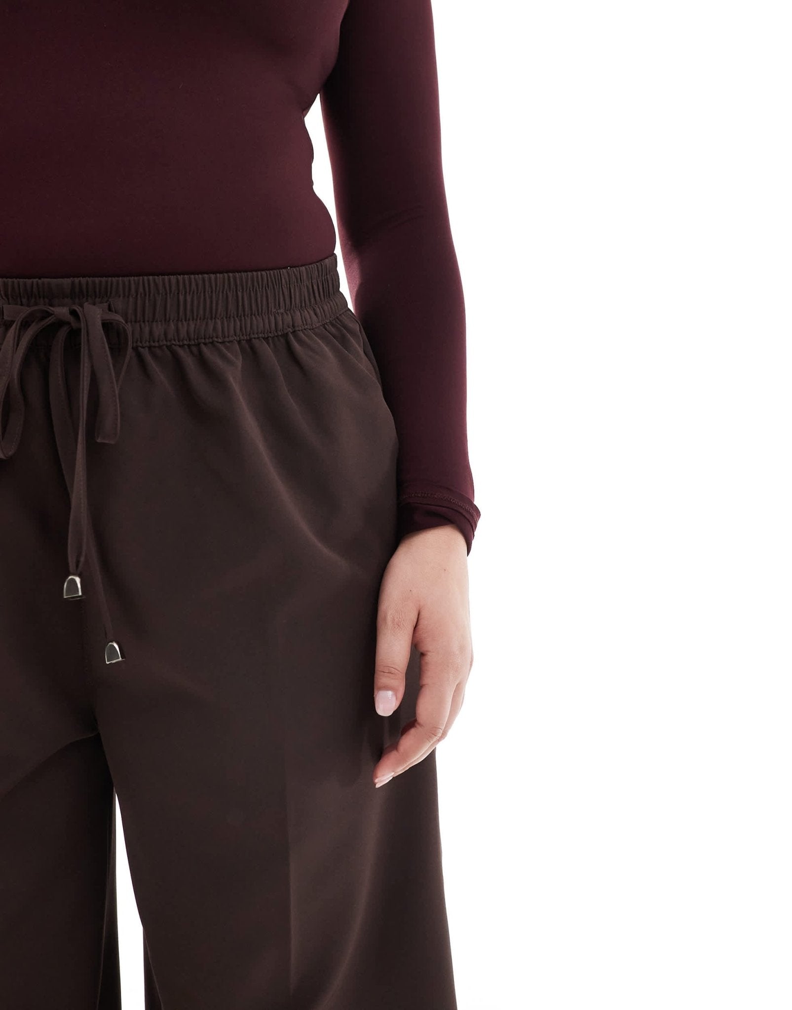 Yours pull on wide leg trousers in chocolate - ASOS Sample Sale