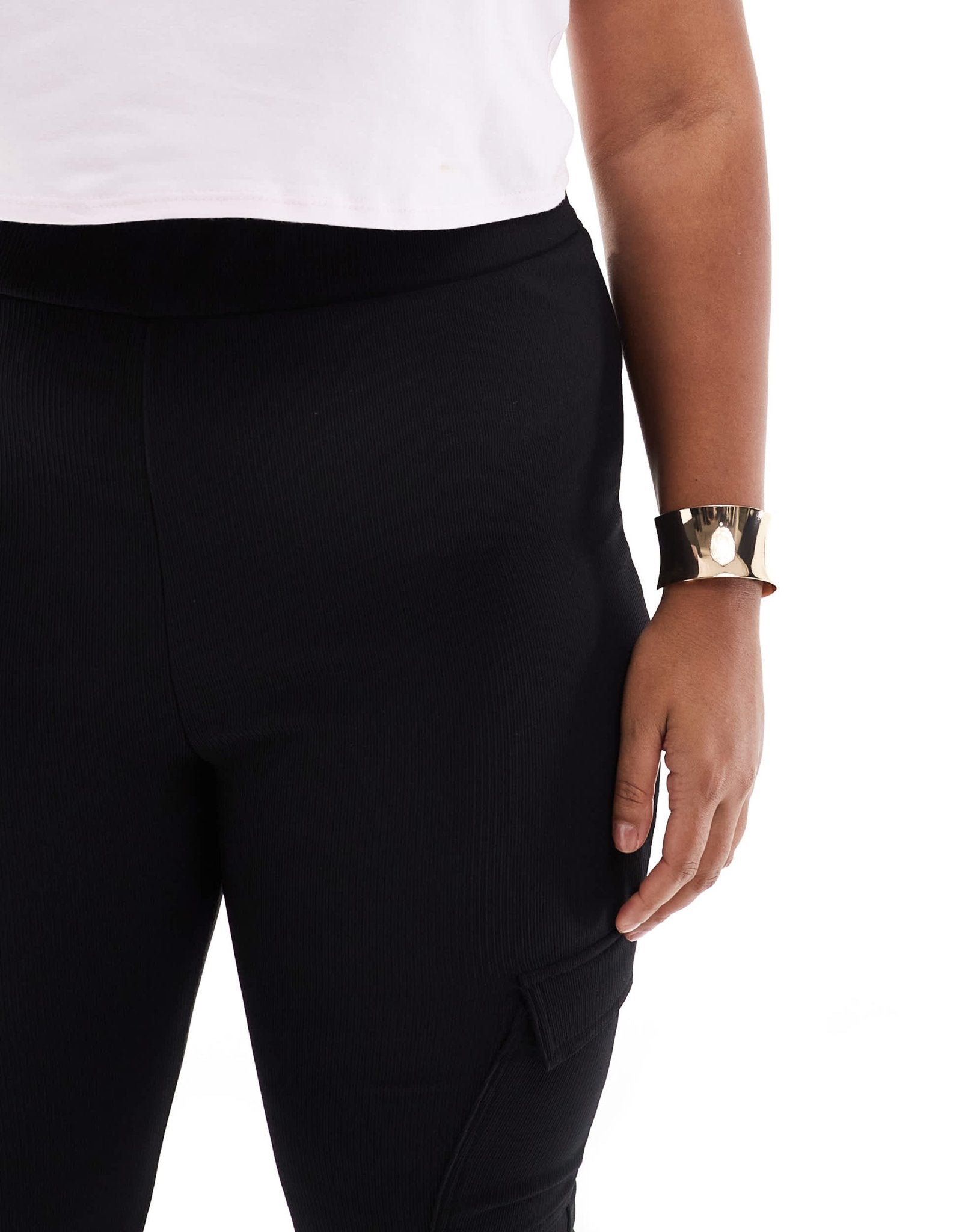 Yours ribbed cargo leggings in black - ASOS Sample Sale