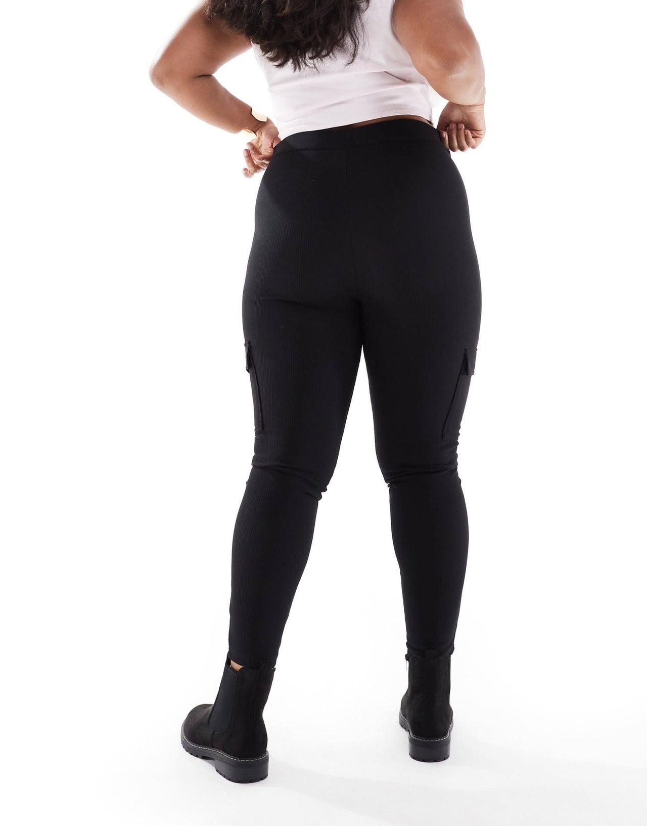 Yours ribbed cargo leggings in black - ASOS Sample Sale