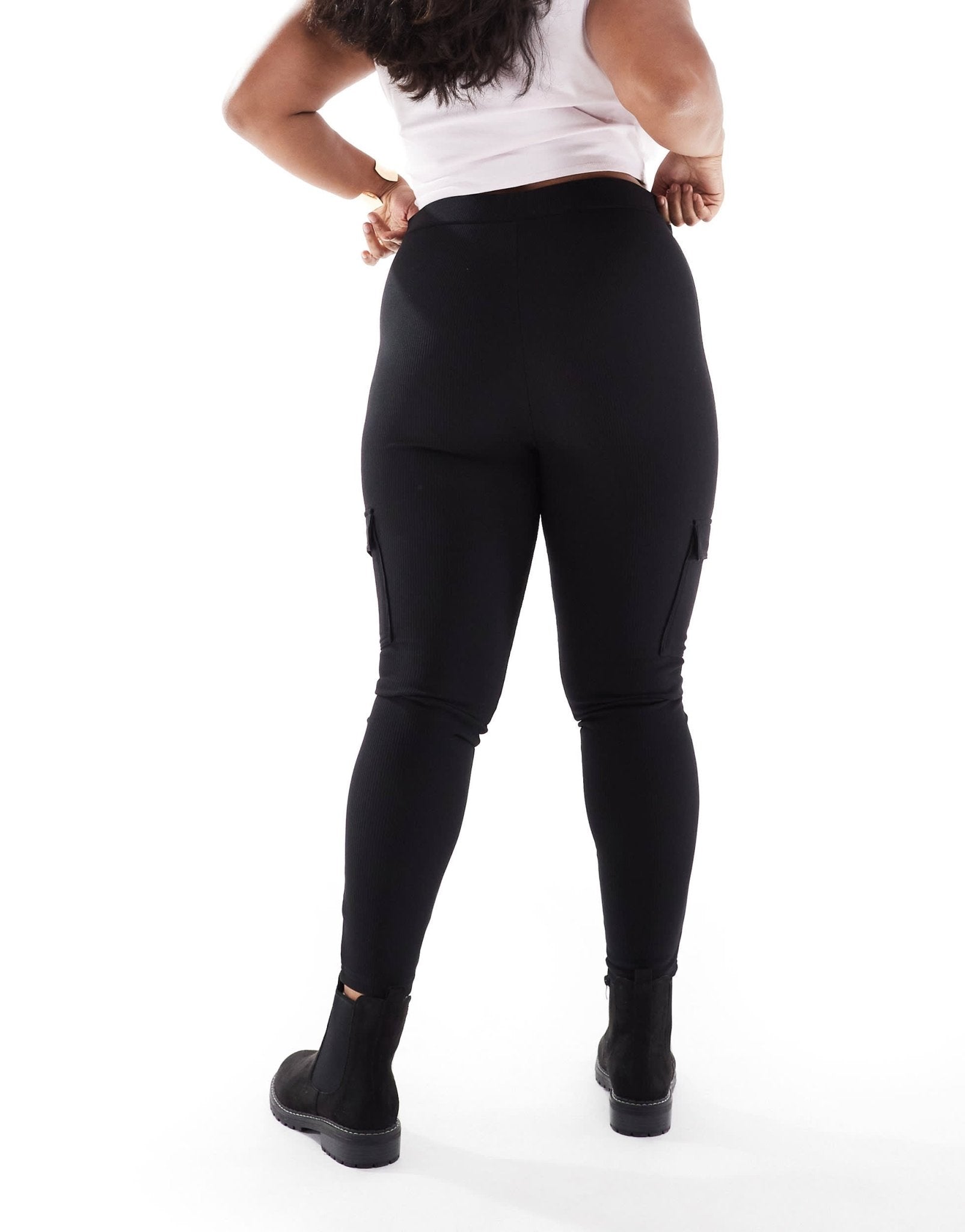 Yours ribbed cargo leggings in black - ASOS Sample Sale