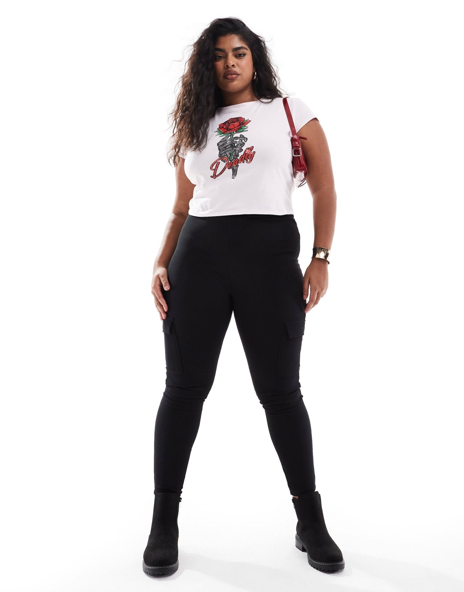Yours ribbed cargo leggings in black - ASOS Sample Sale