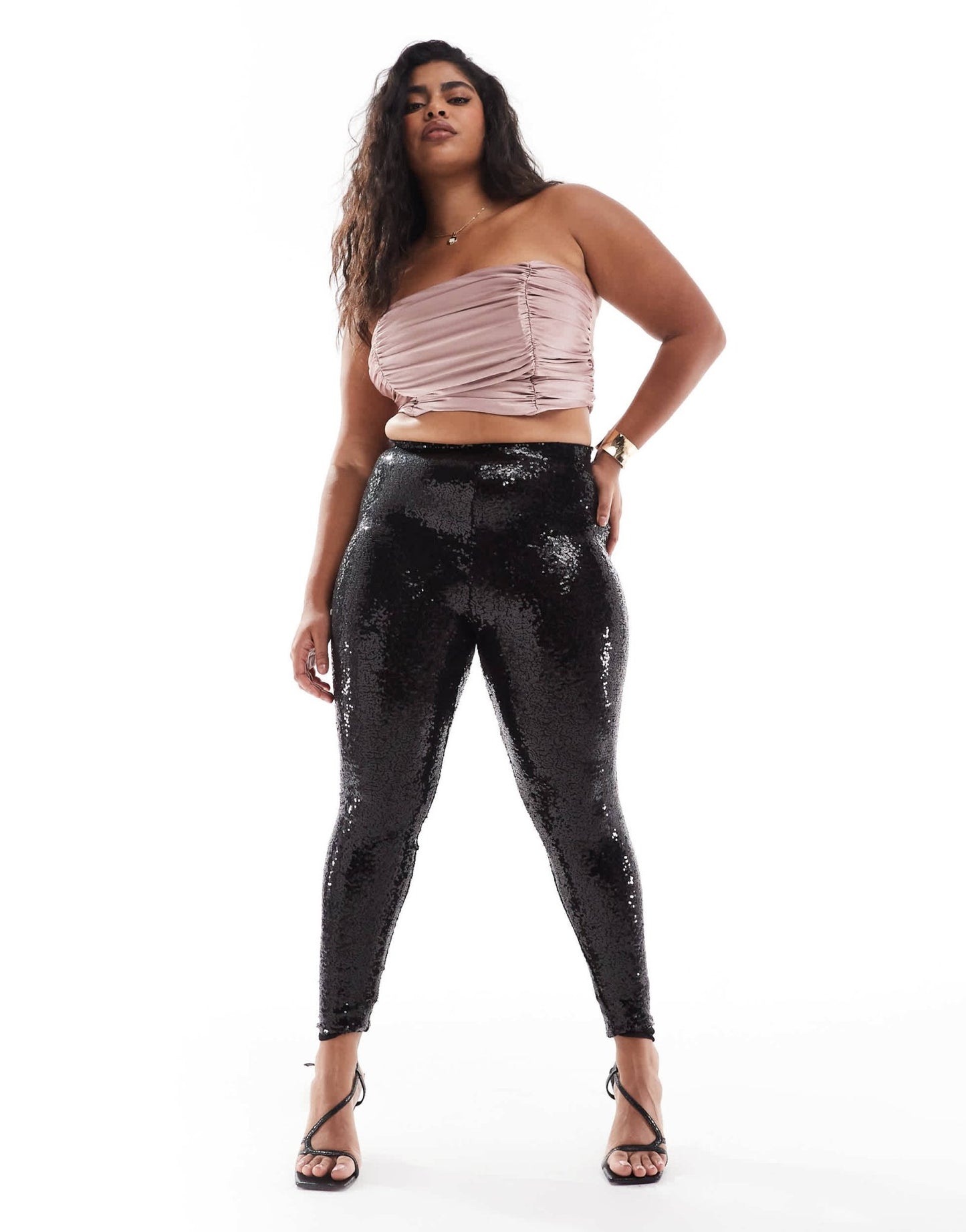 Yours sequin leggings in black - ASOS Sample Sale
