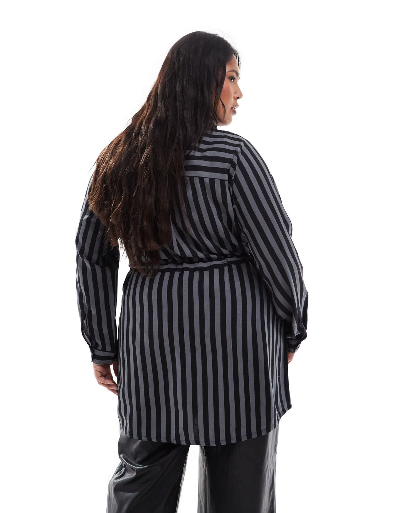 Yours stripe utility tunic shirt in grey and black - ASOS Sample Sale