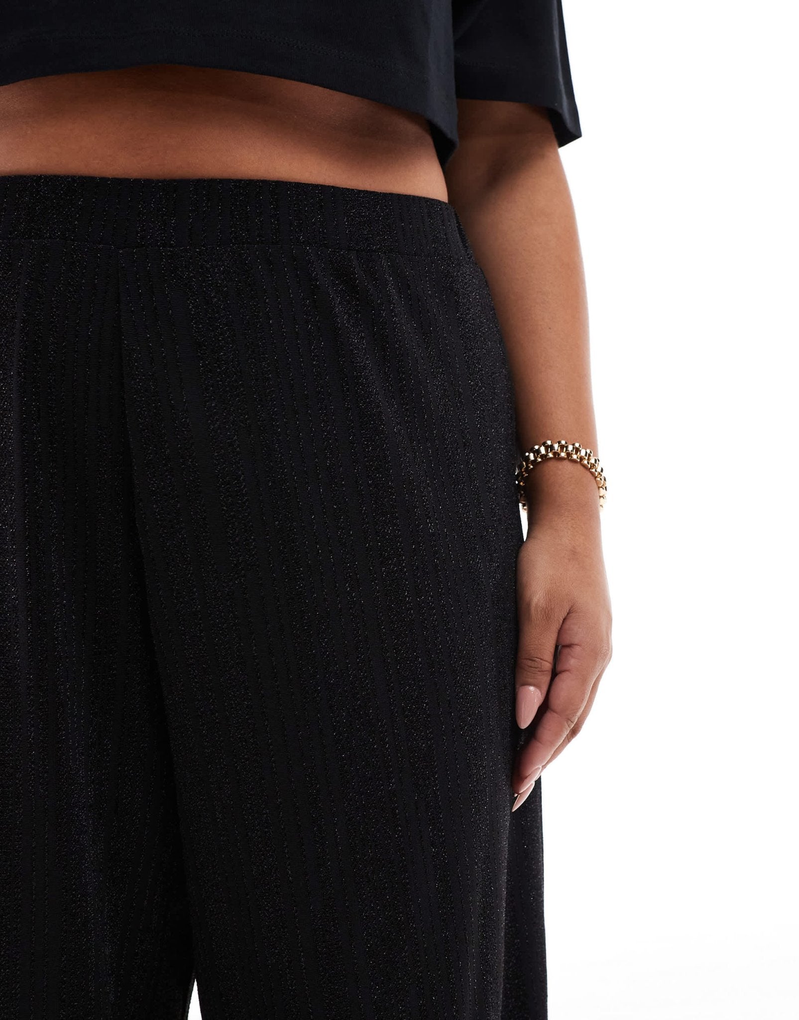 Yours stripe wide leg trousers in black - ASOS Sample Sale