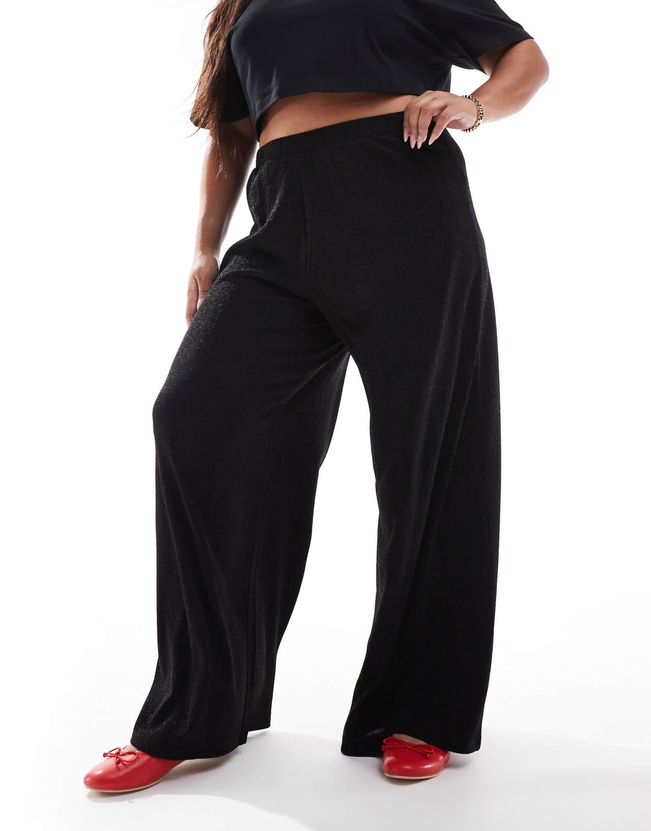 Yours stripe wide leg trousers in black - ASOS Sample Sale