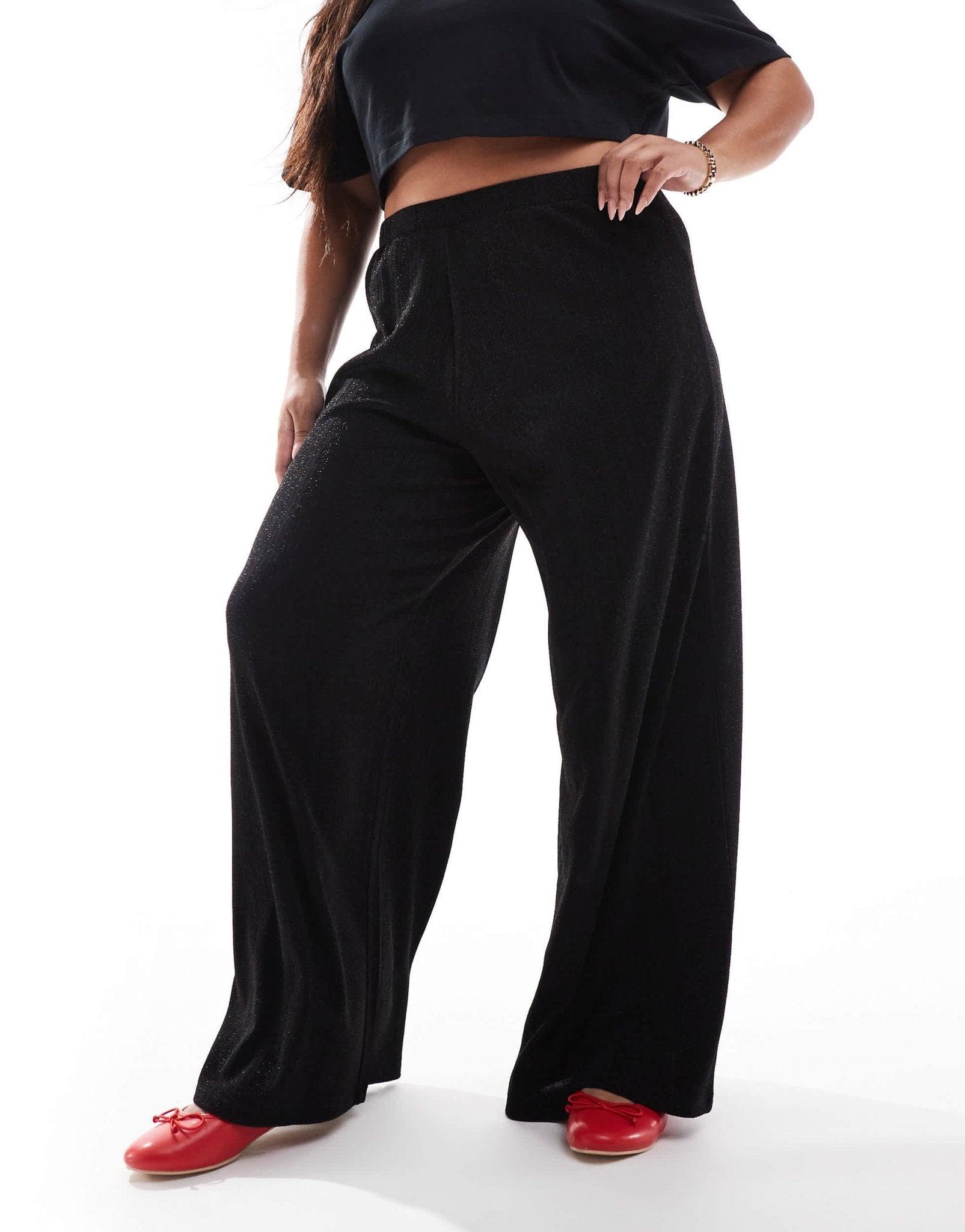 Yours stripe wide leg trousers in black - ASOS Sample Sale