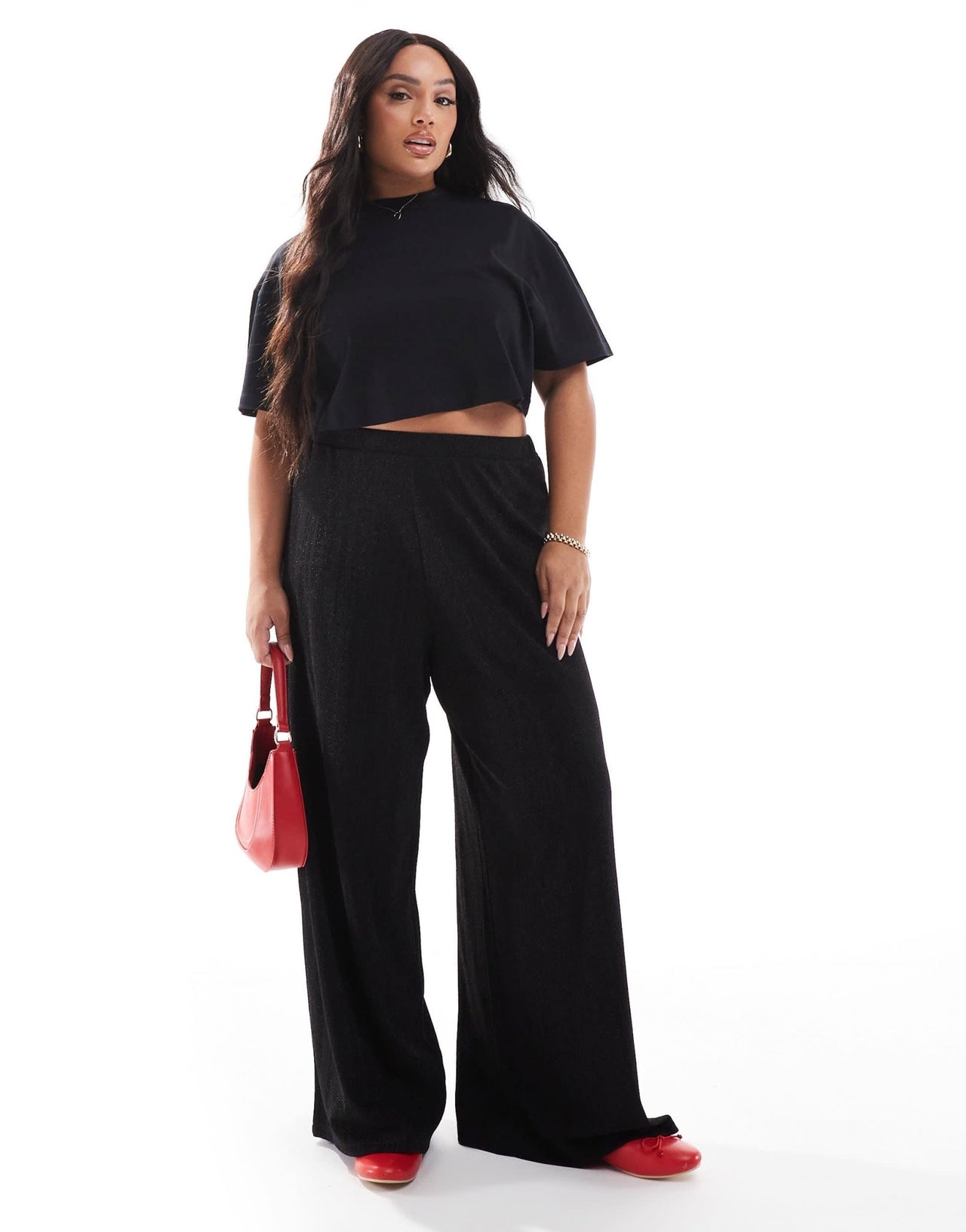 Yours stripe wide leg trousers in black - ASOS Sample Sale