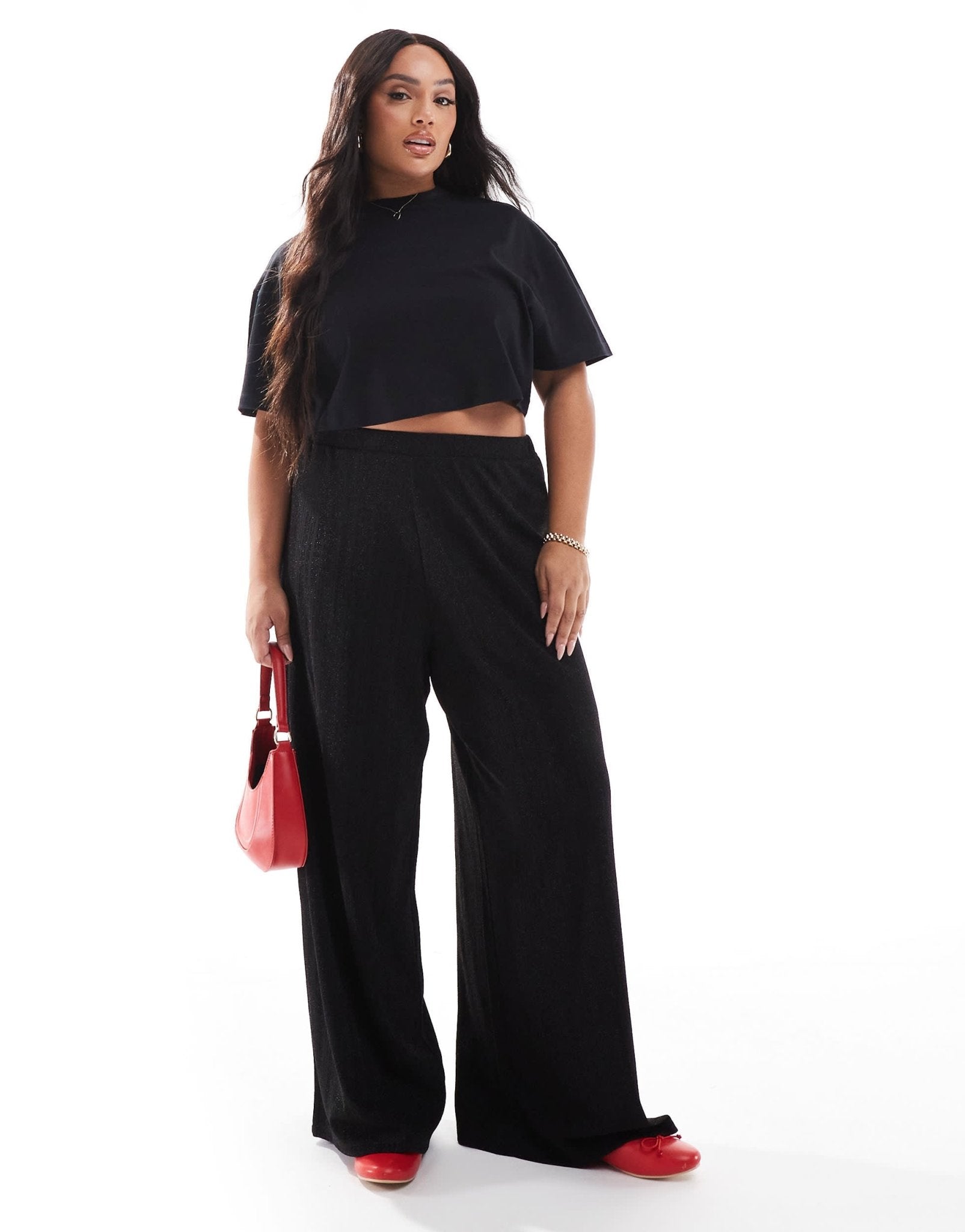 Yours stripe wide leg trousers in black - ASOS Sample Sale