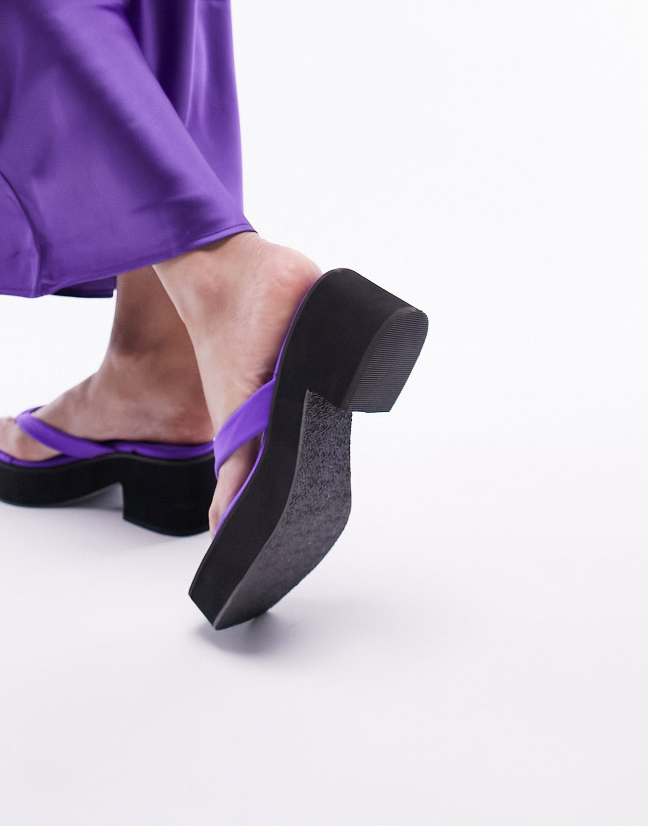 Topshop Whisper toe thong platform chunky sandal in purple