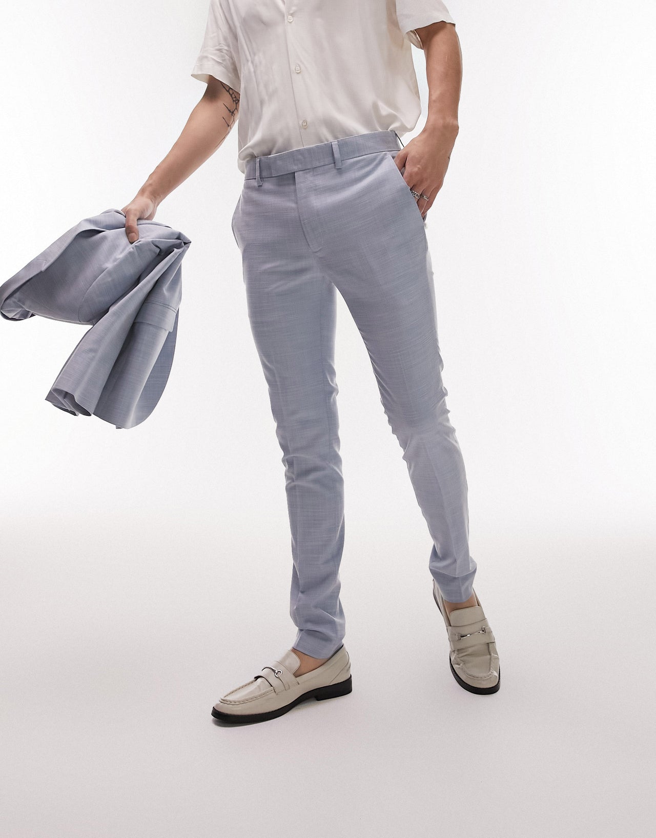 Topman super skinny suit trousers in blue